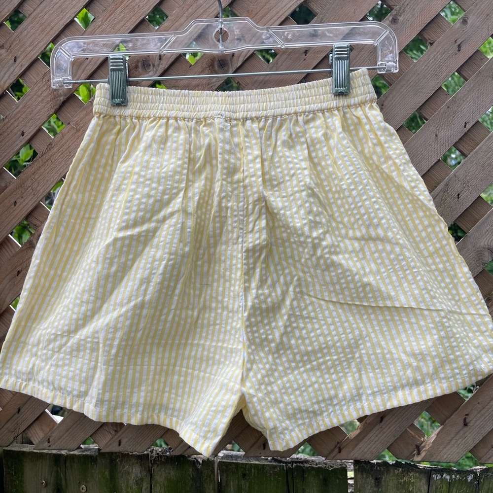 Nasty Gal Yellow and White Striped Boxer Shorts - Picture 3 of 3